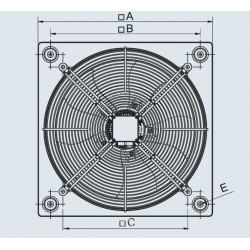 Ventilateur axial mural type HXBR 4 pôles monophasé - Dimensions